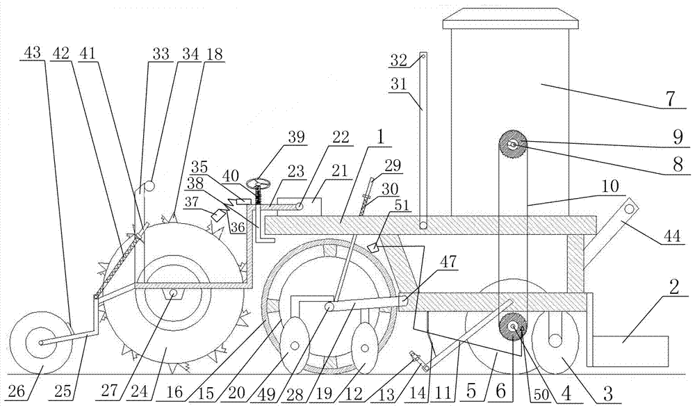 Plastic film mulching seeder for millet, corn and coarse cereals