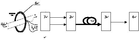 Long-distance sensing device combining energy conversion sensor and optical fiber