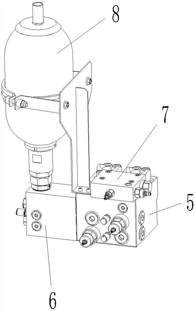 Modular assembly integrated valve block applied to hydraulic motor side