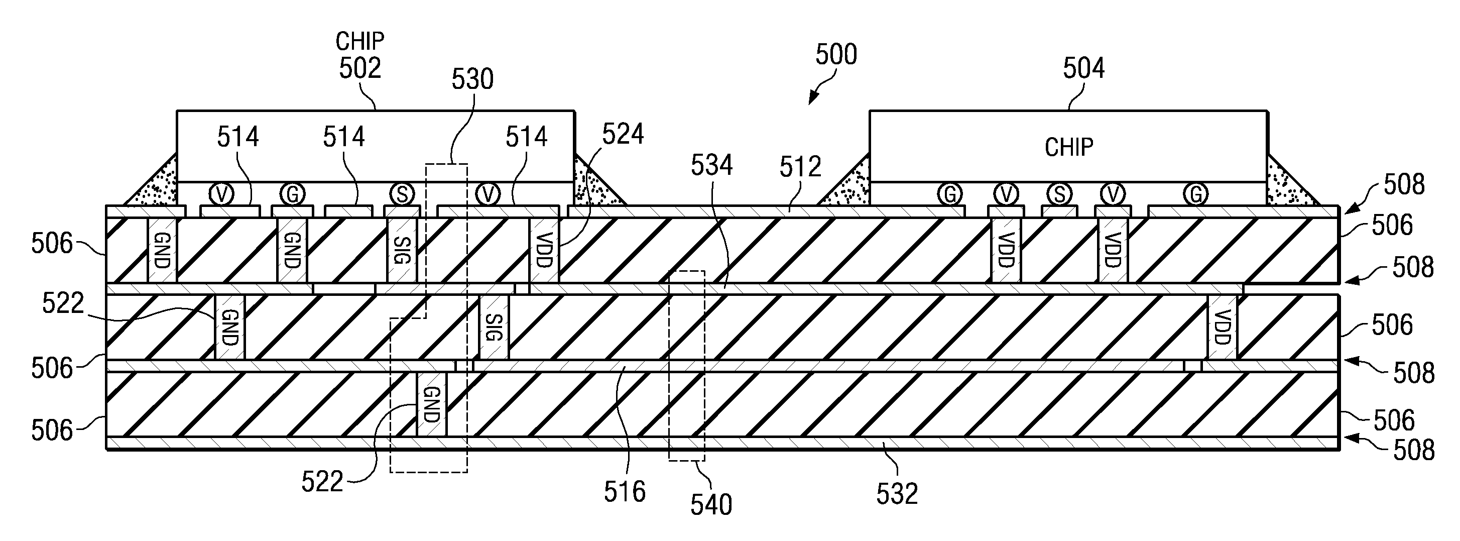 Continuously Referencing Signals over Multiple Layers in Laminate Packages