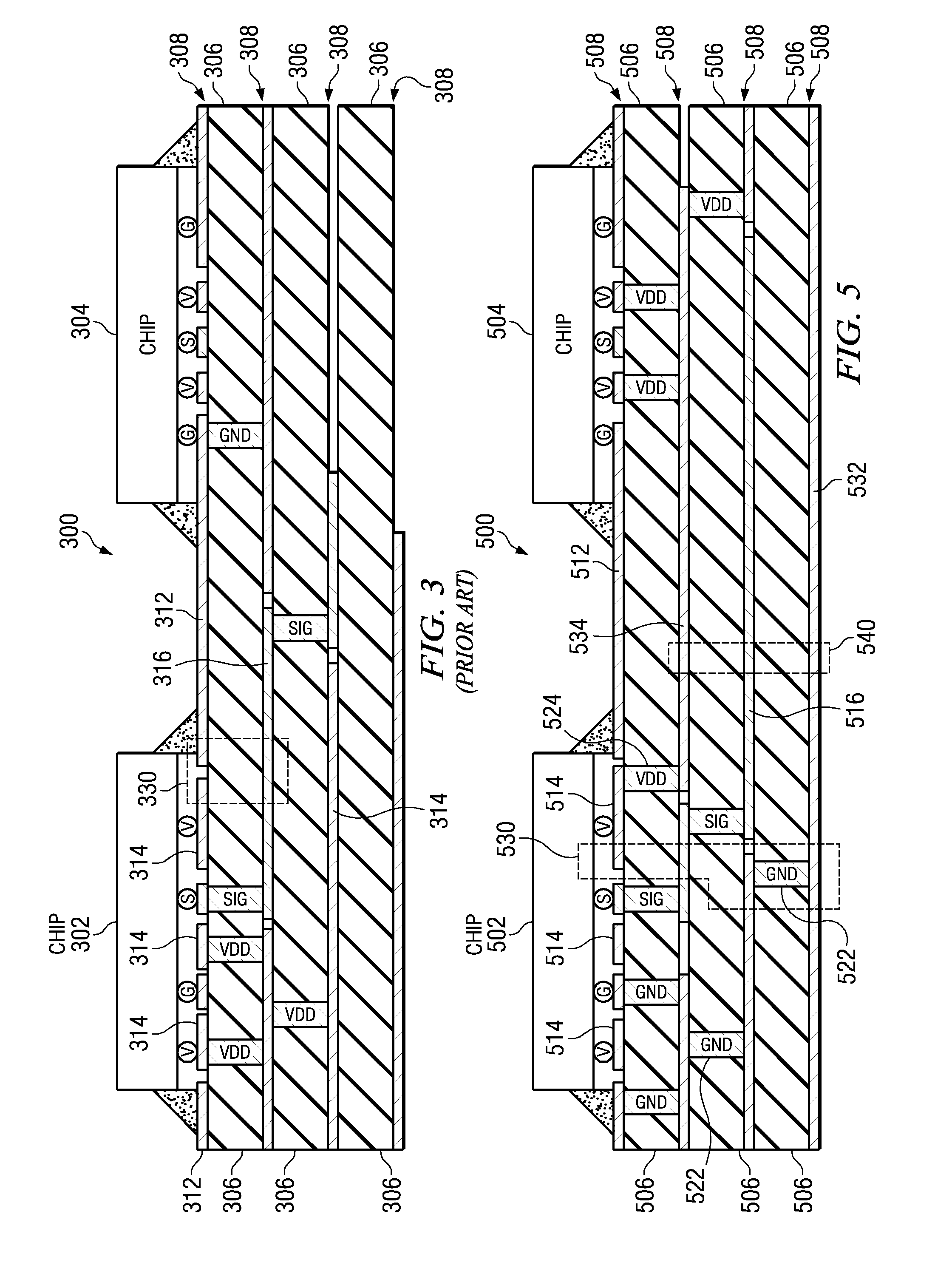 Continuously Referencing Signals over Multiple Layers in Laminate Packages