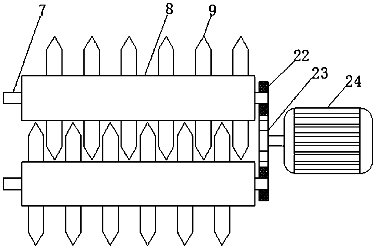 Construction garbage crushing device for dust prevention and metal recycling