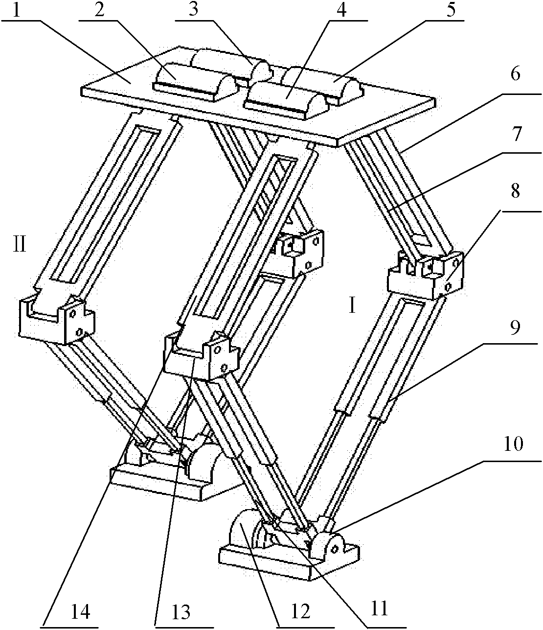 Dual-leg travelling mechanism with adjustable joint length