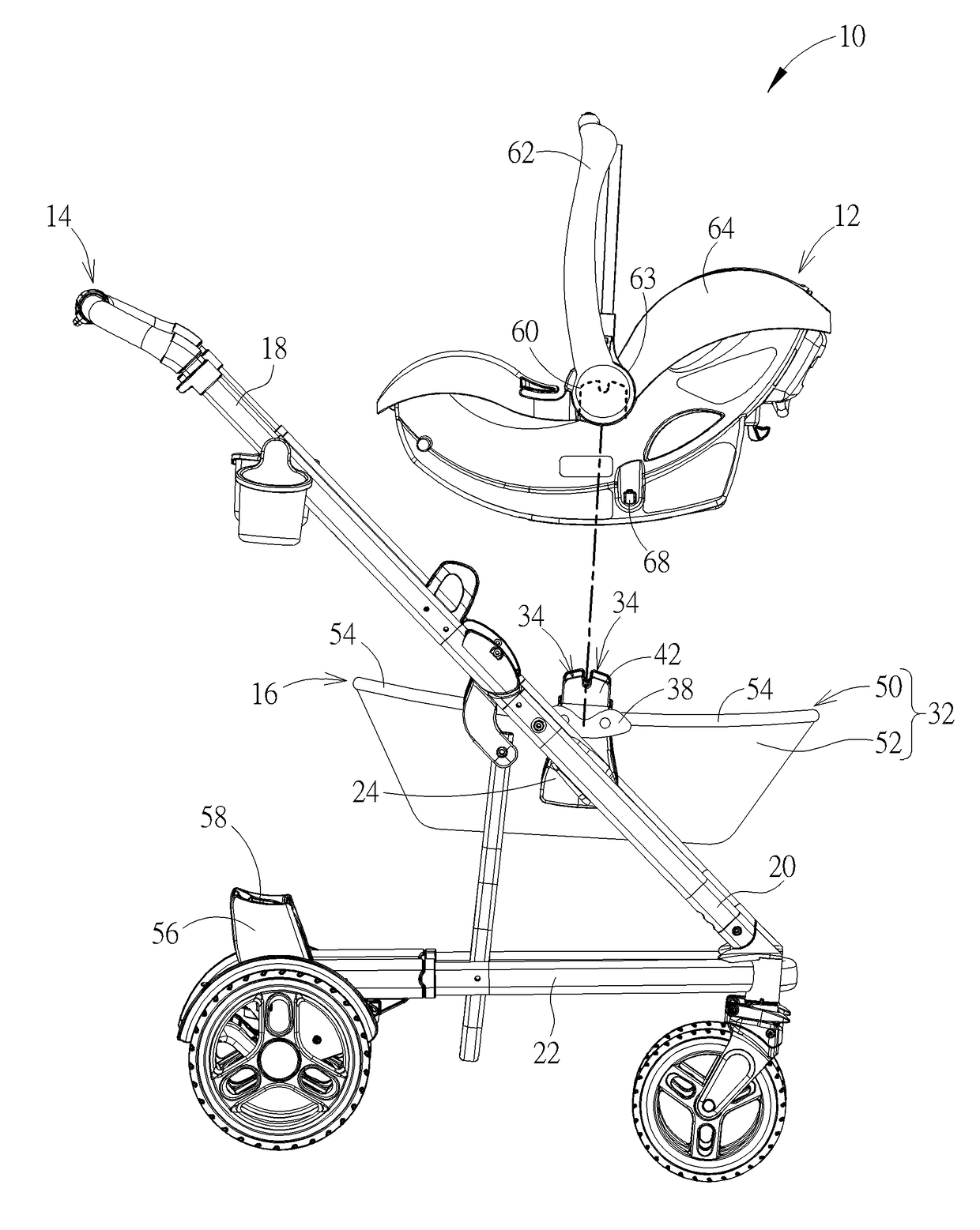 Basket and stroller apparatus thereof