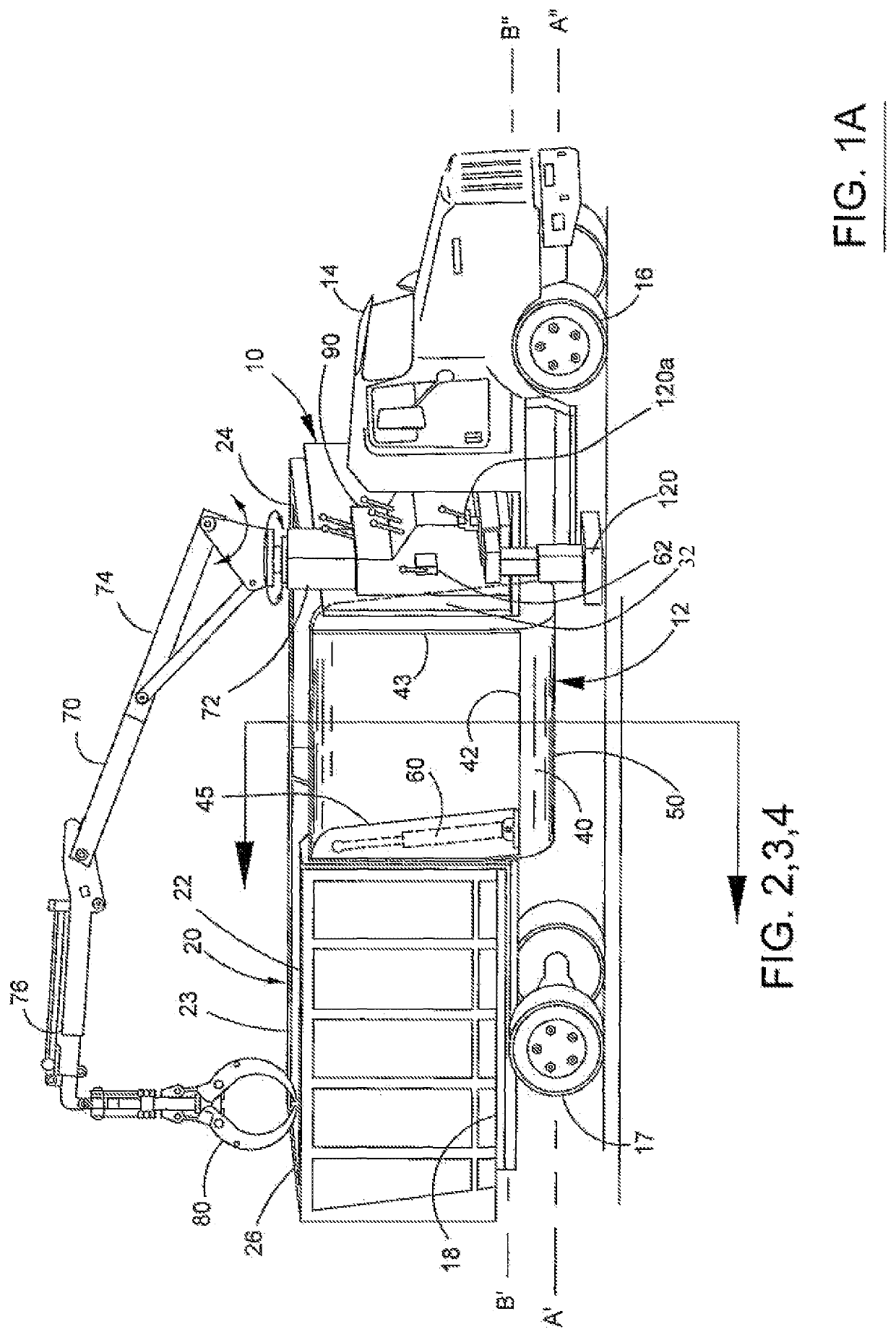 Grapple truck with a side loader