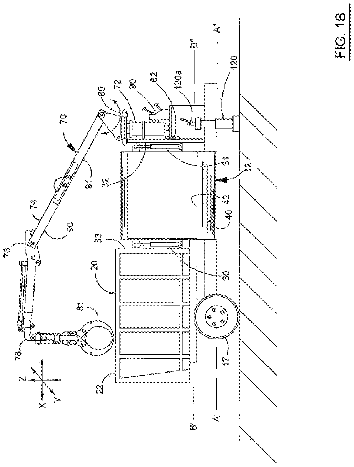 Grapple truck with a side loader