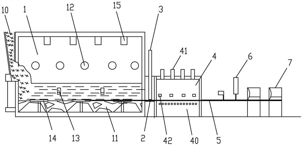 Online four-open-plate device of float glass production line