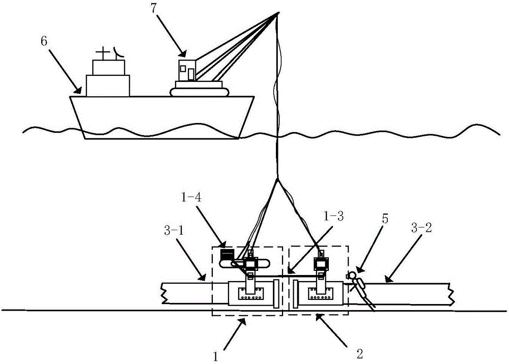 Submarine pipeline flange underwater abutting joint installation method