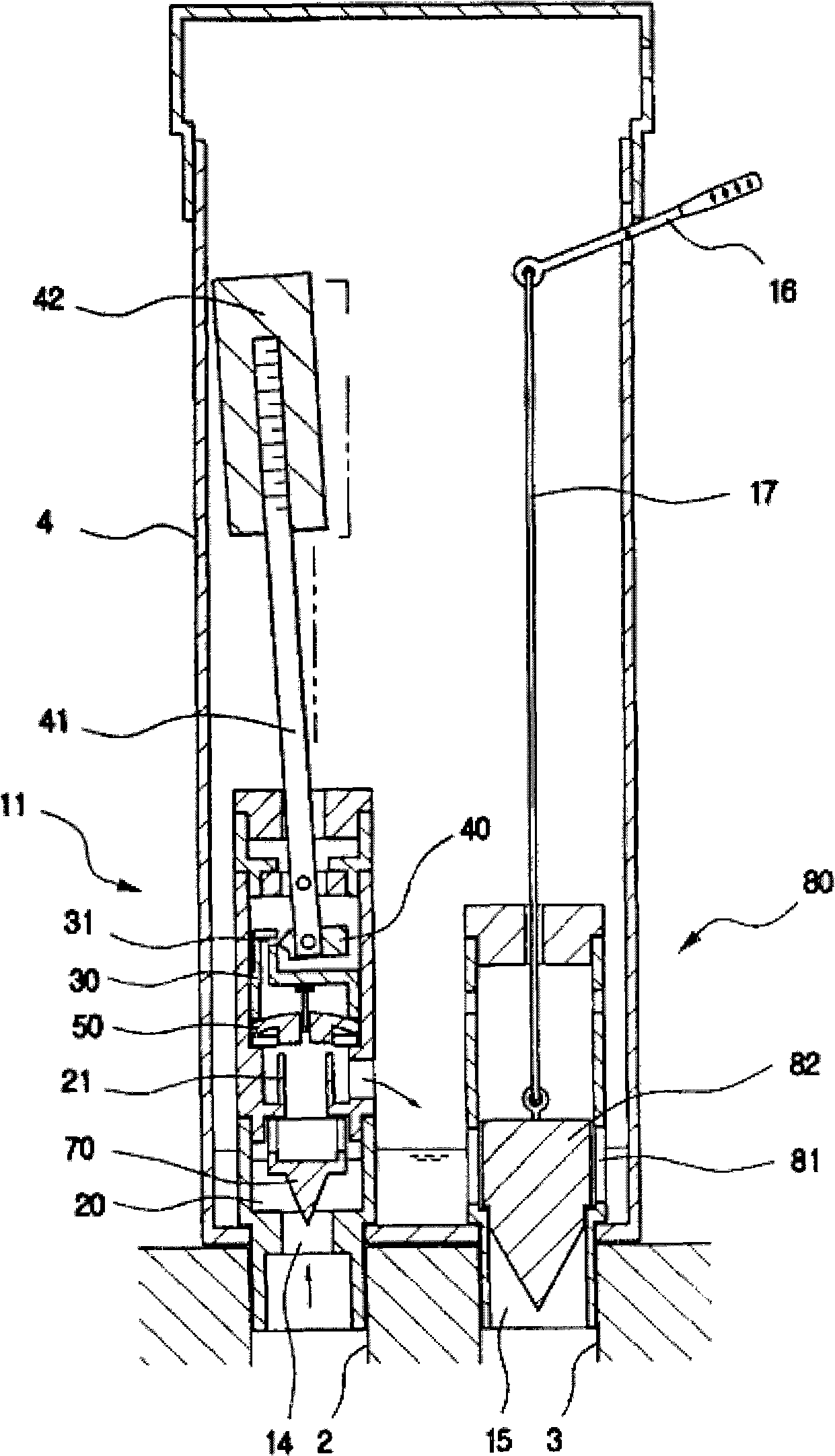 Flushing device for water closet toilet