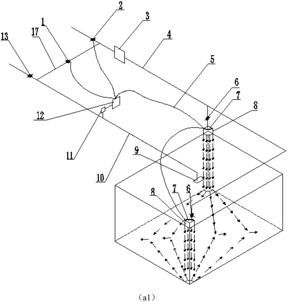 Bilateral ventilation device for forming air tank air distribution and control method thereof