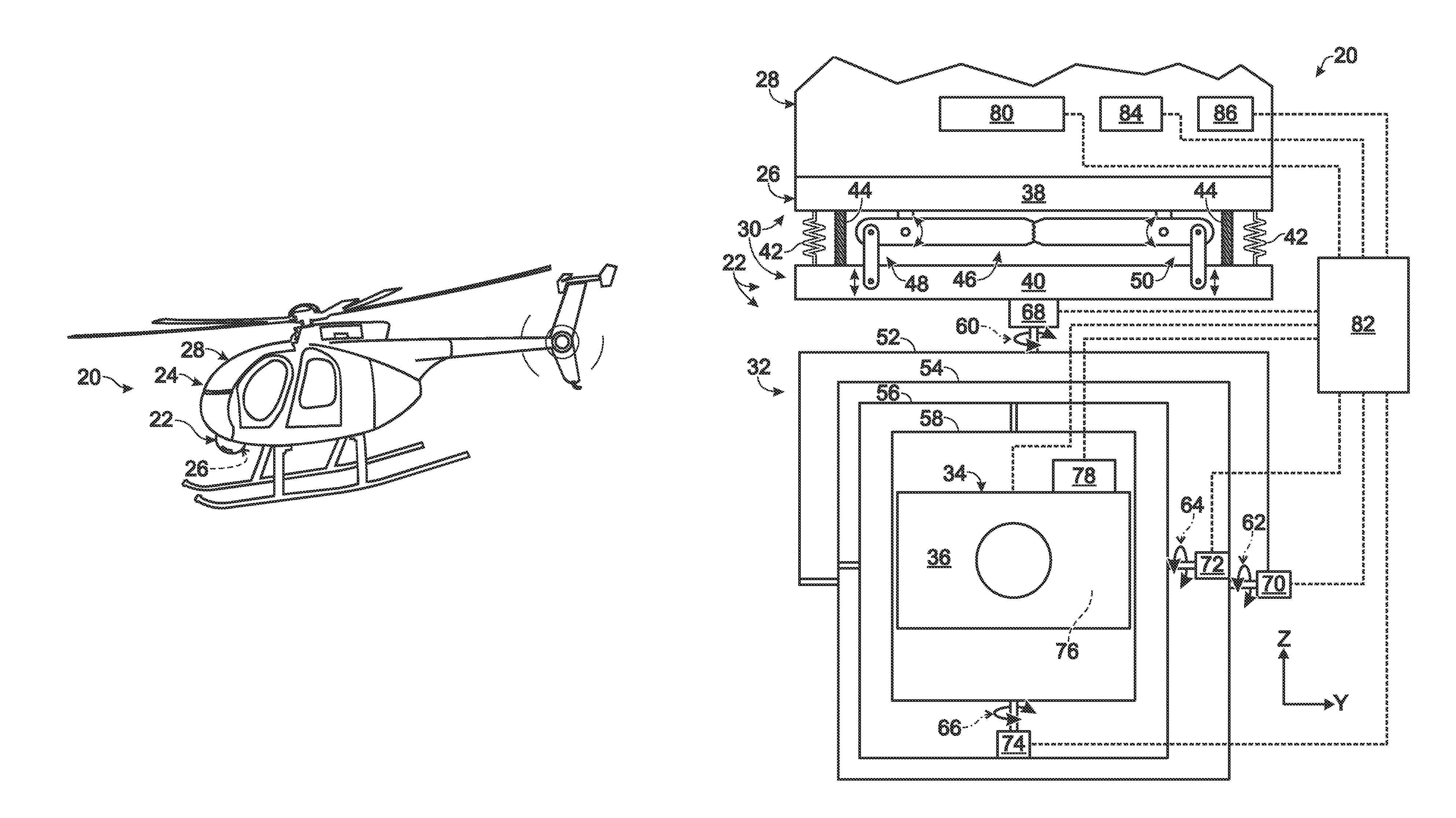 Gimbal system with linear mount