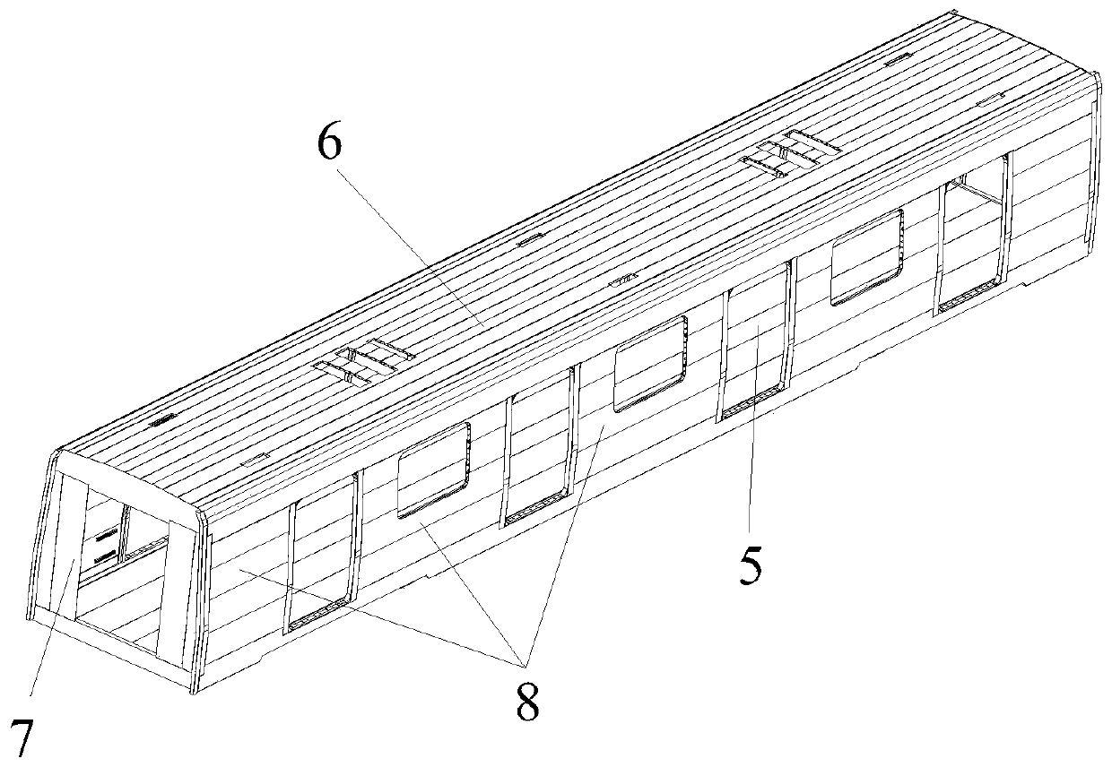 Lightweight subway car body with new tension pillow structure