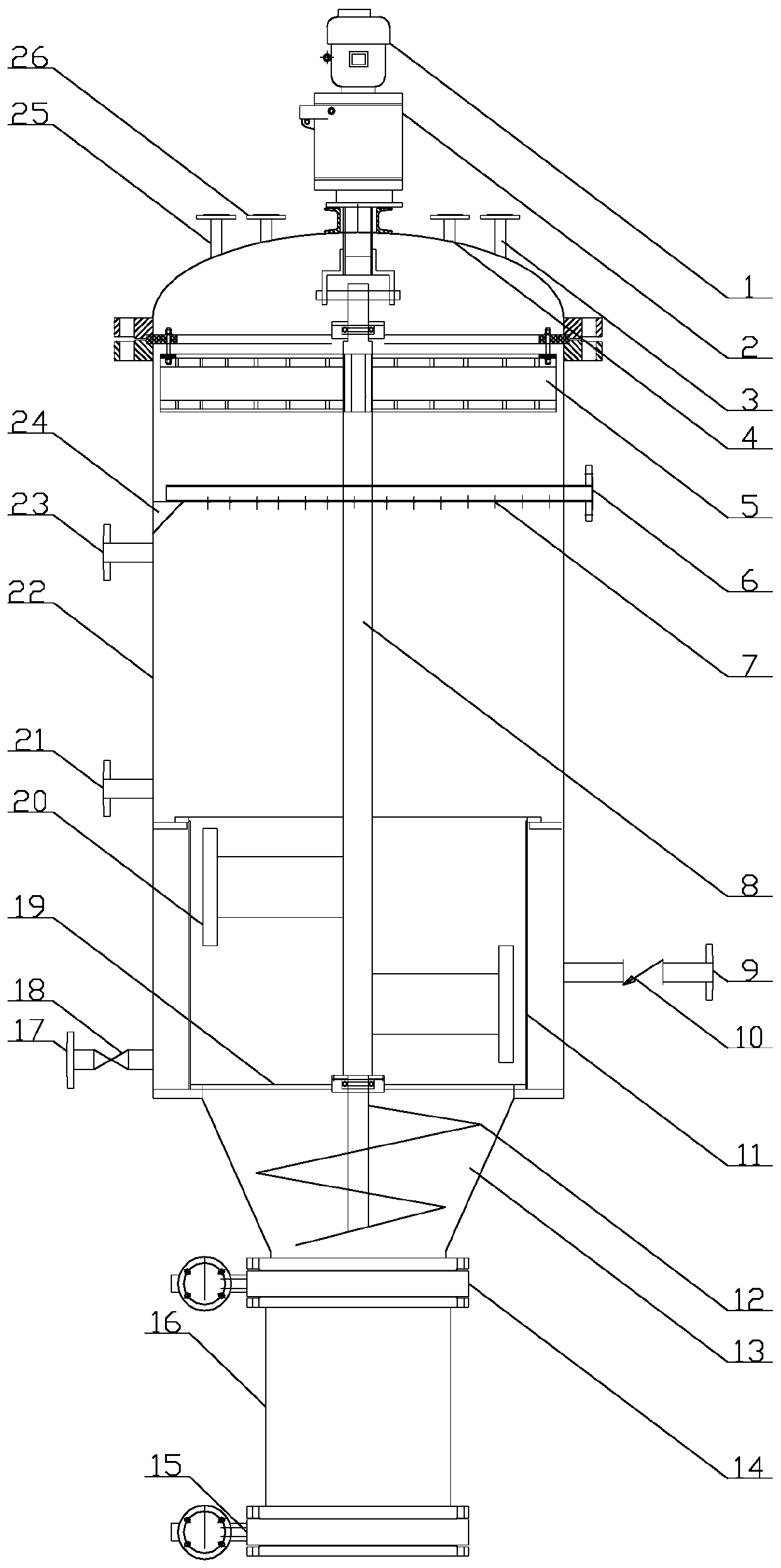 A three-phase separator with continuous exhaust, intermittent slag discharge and backwash