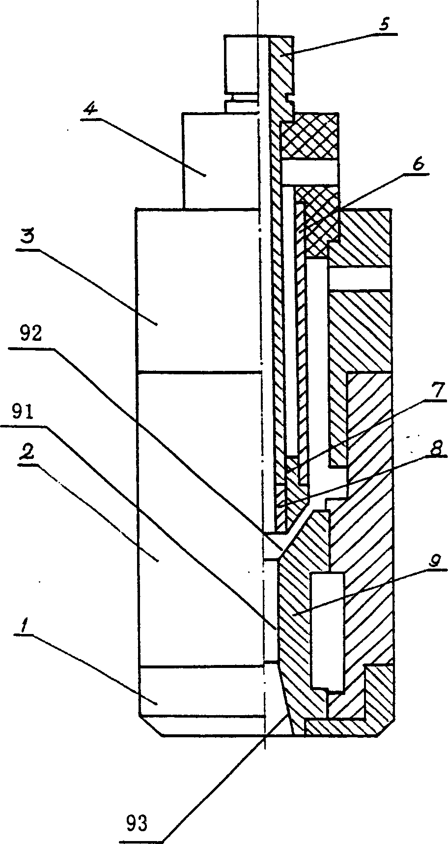 Fistular cathodic axial powder feeding plasma painting gun