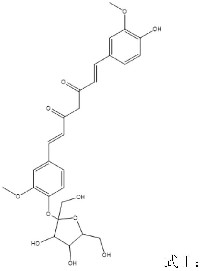 Fructose glycosylated curcumin as well as preparation method and application thereof