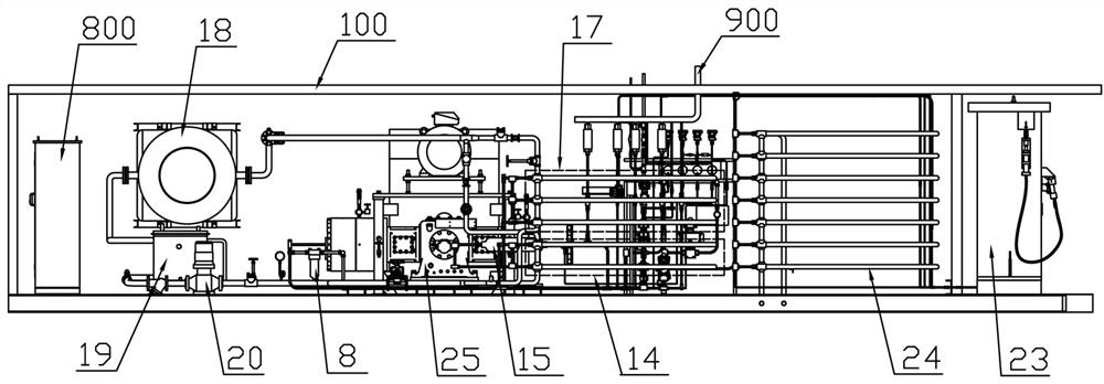 A container skid-mounted compression hydrogenation device