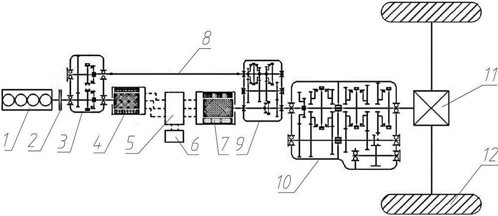 Tandem hybrid drive system and tractor using the same