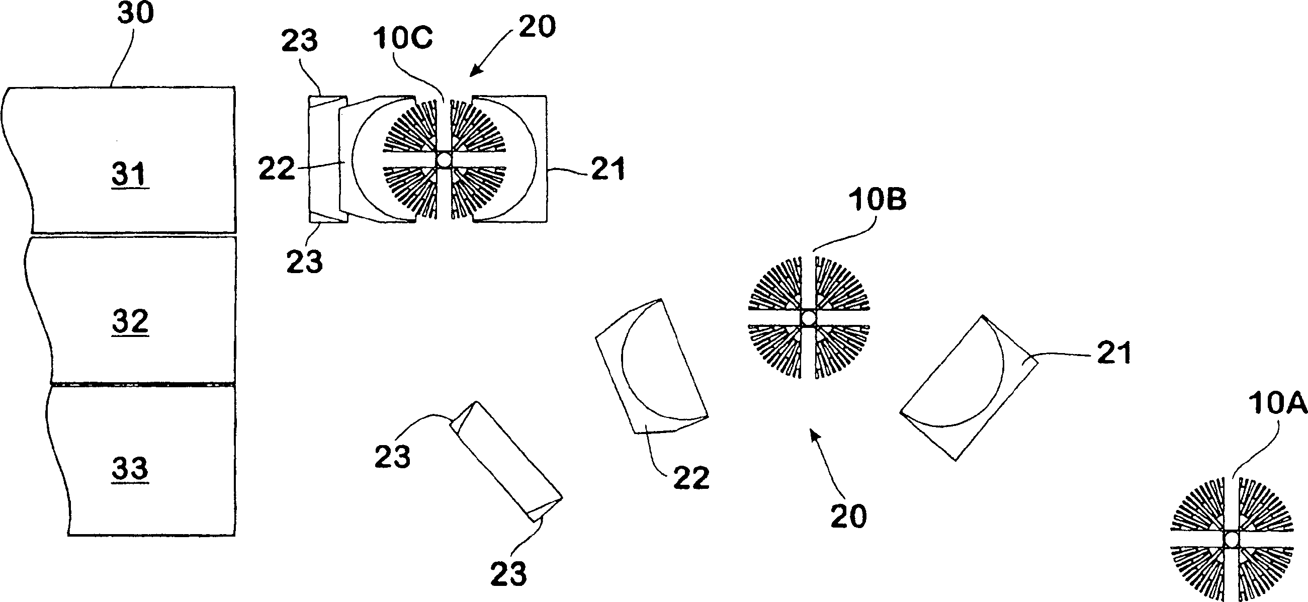 Projectile for radially deploying sub-projectiles