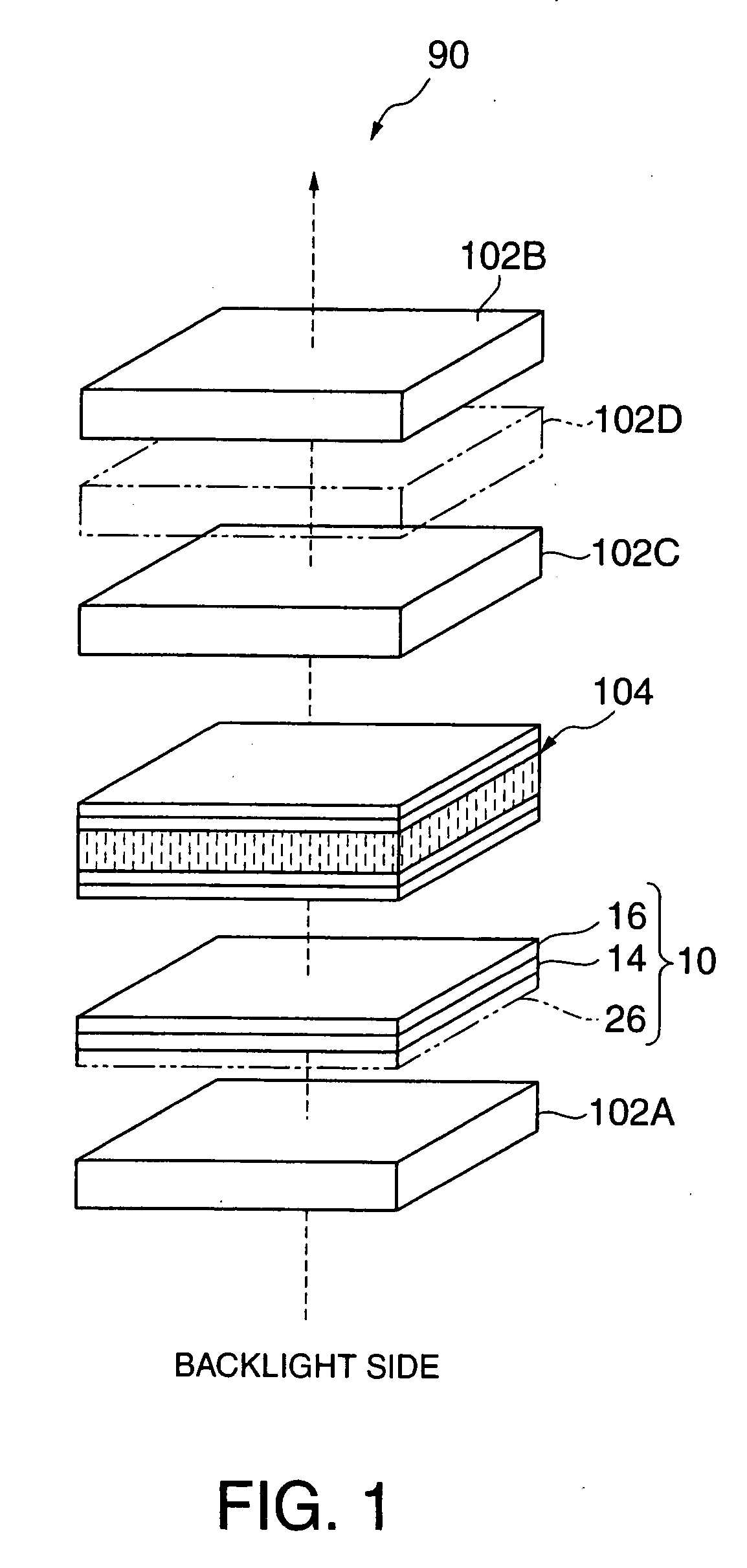 Laminated retardation optical element, process of producing the same, and liquid crystal display