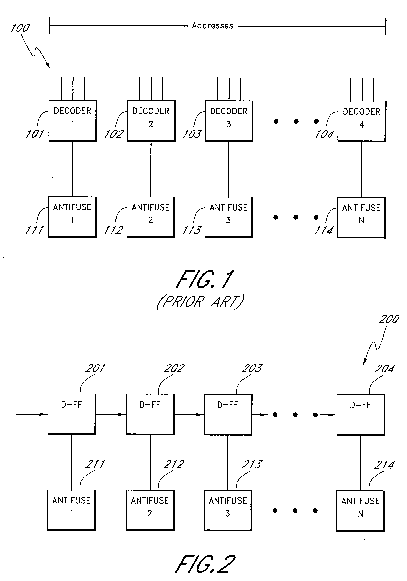 Serial system for blowing antifuses