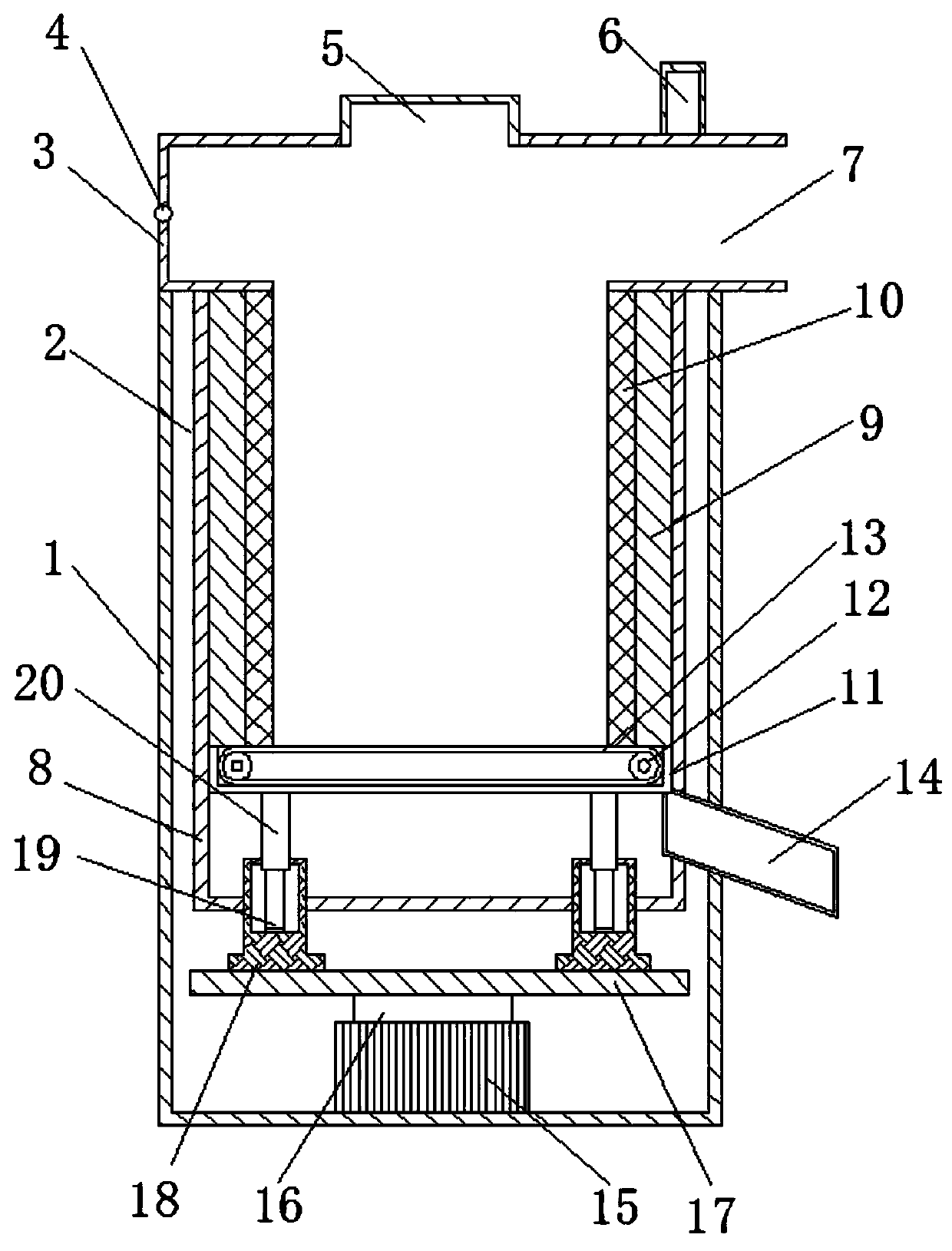 Medicine centrifugal drying device adopting water absorption principle of drying agent