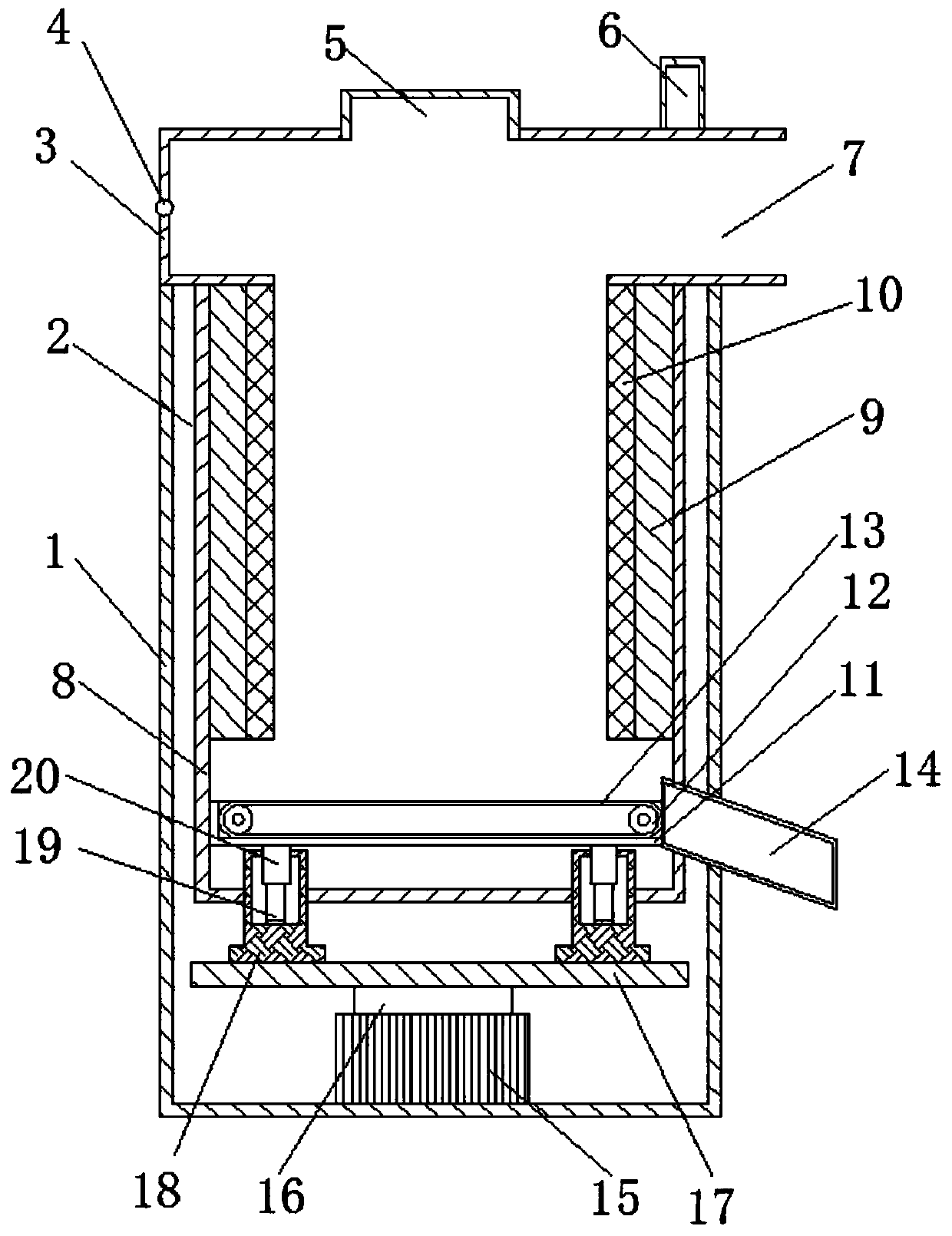 Medicine centrifugal drying device adopting water absorption principle of drying agent