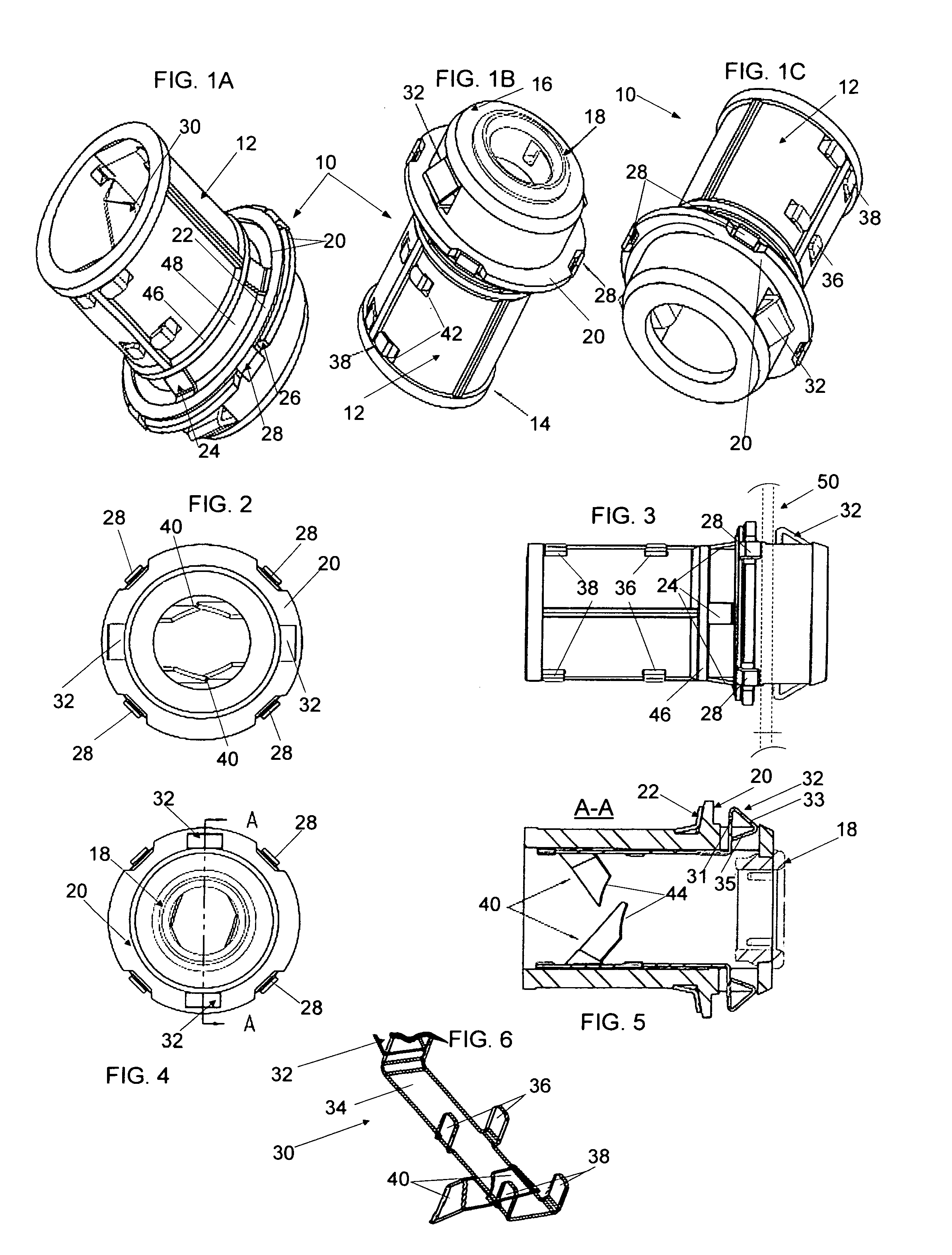 Click-fit connector for armored cables