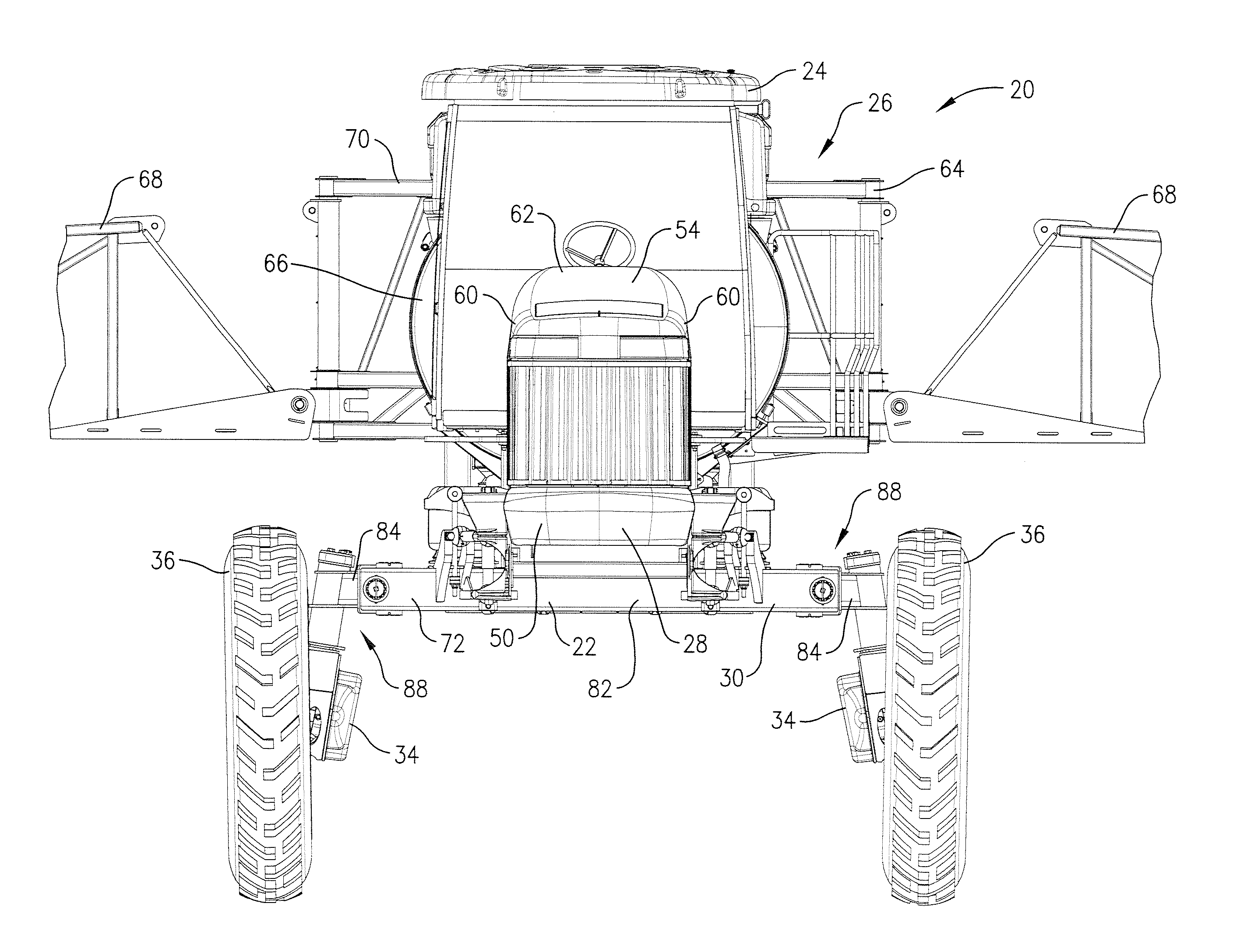 Adjustable height device for high clearance vehicle