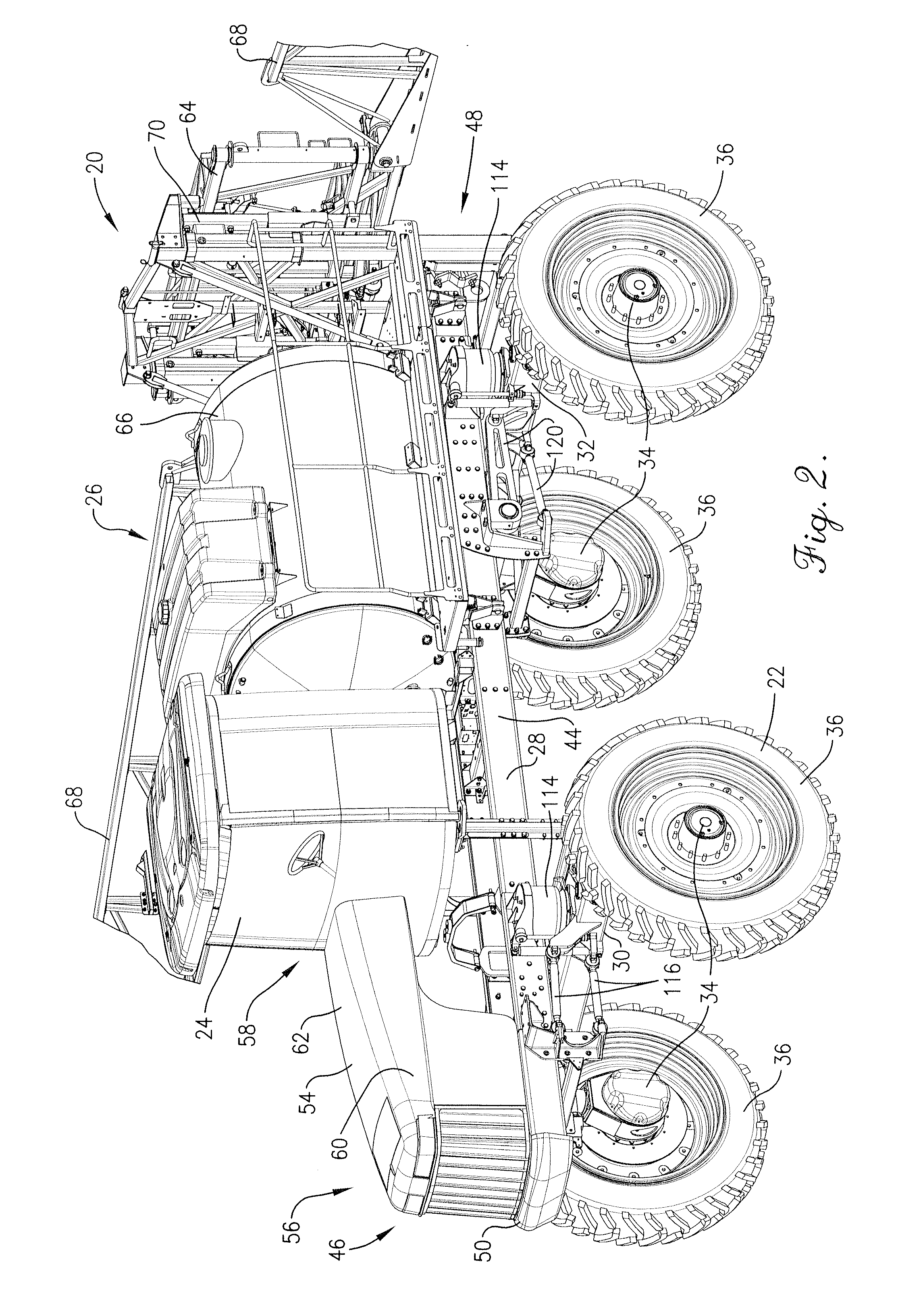 Adjustable height device for high clearance vehicle