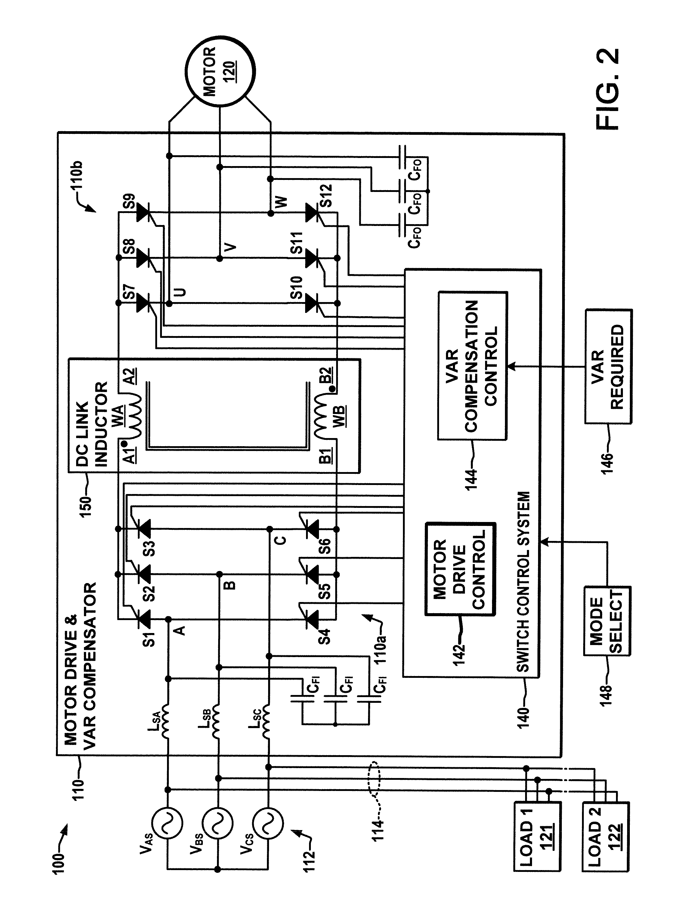 Motor drive with VAR compensation