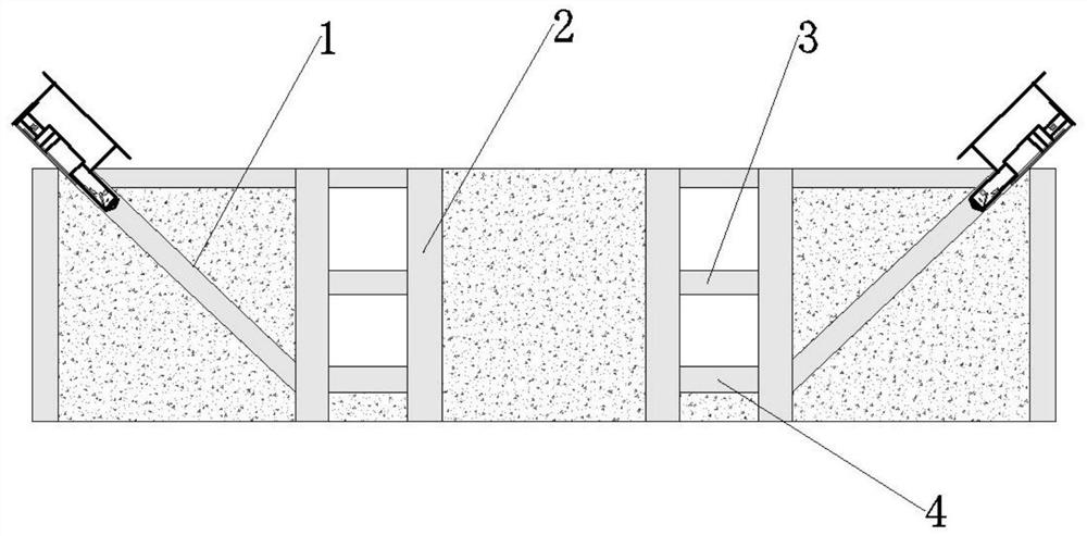 Deep foundation pit inclined support supporting structure and construction method