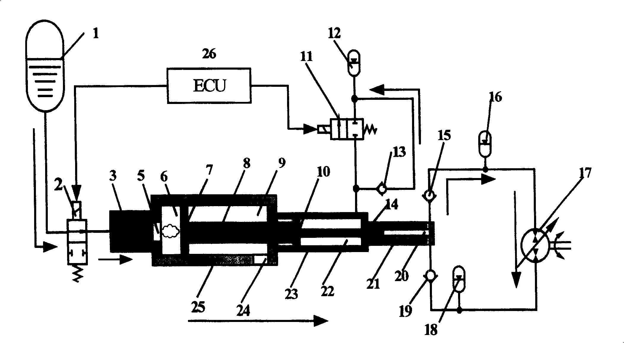 Single piston monopropellant hydraulic free piston engine