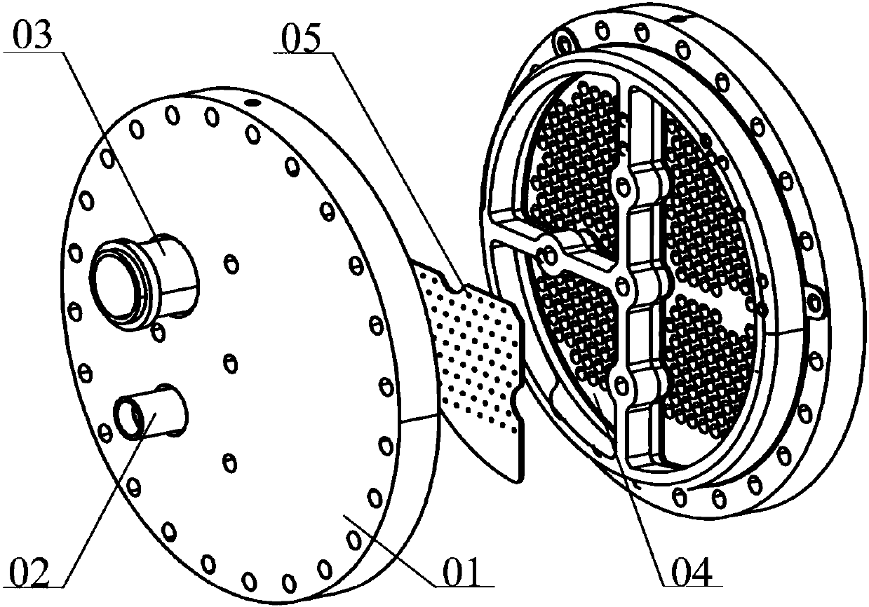 An air conditioner, a dry shell-and-tube evaporator and its refrigerant distributor assembly