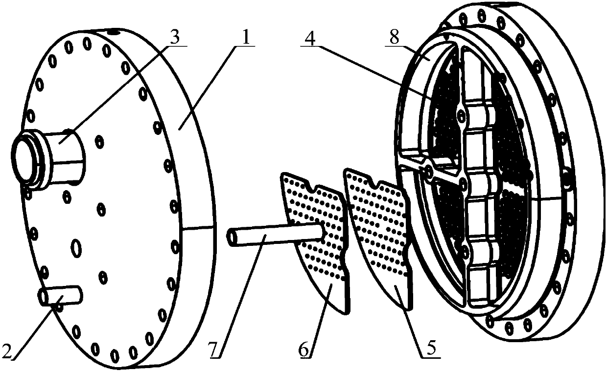 An air conditioner, a dry shell-and-tube evaporator and its refrigerant distributor assembly