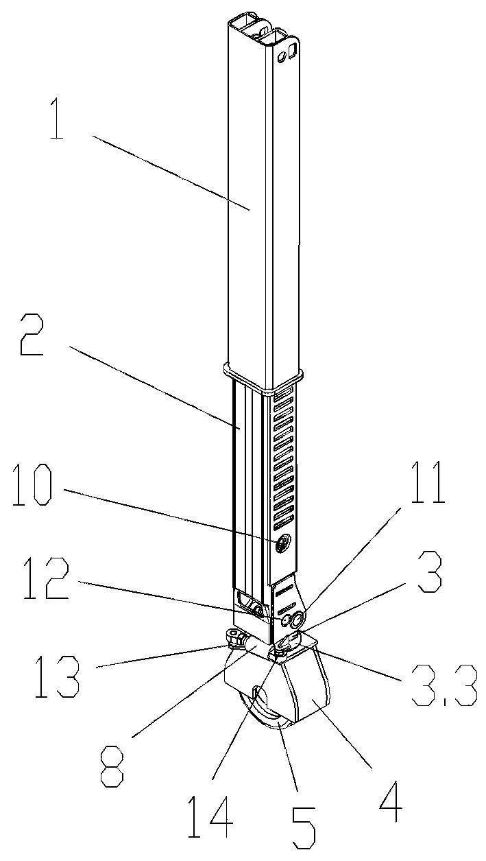 Vehicle wheel travelling adjustment device for trackless construction working vehicle