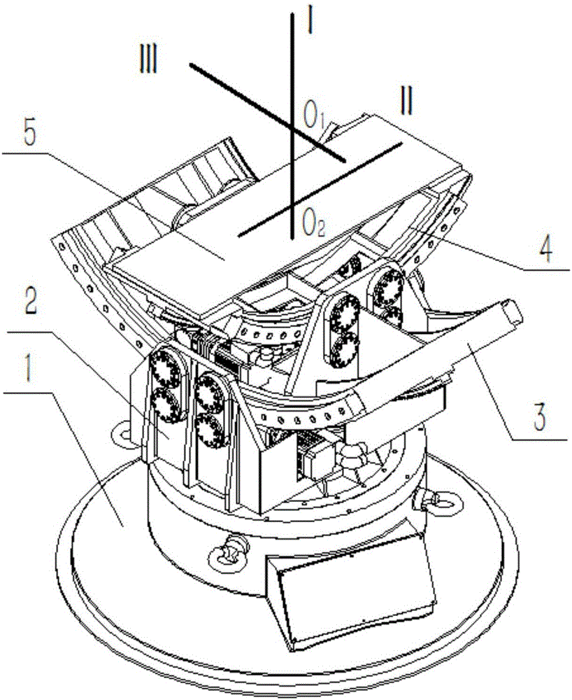 Arc track type virtual axis three-axis rotary table