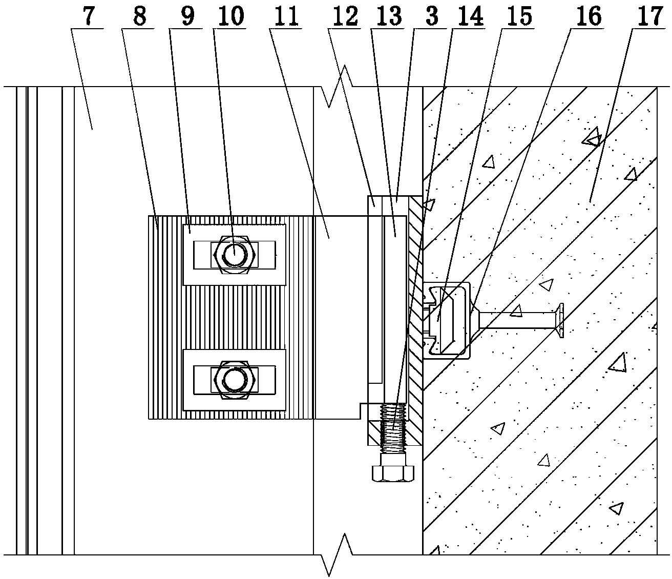 Thin side-mounting adapter coupling piece and unit curtain wall structure adopting same