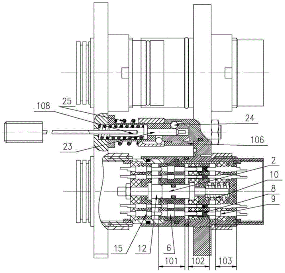 An underwater anti-short-circuit separation electrical connector that can be unlocked synchronously