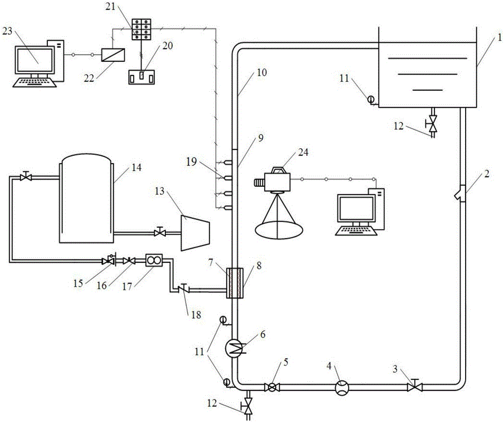 Two-phase flow device for researching enhancement of natural circulation capacity of system