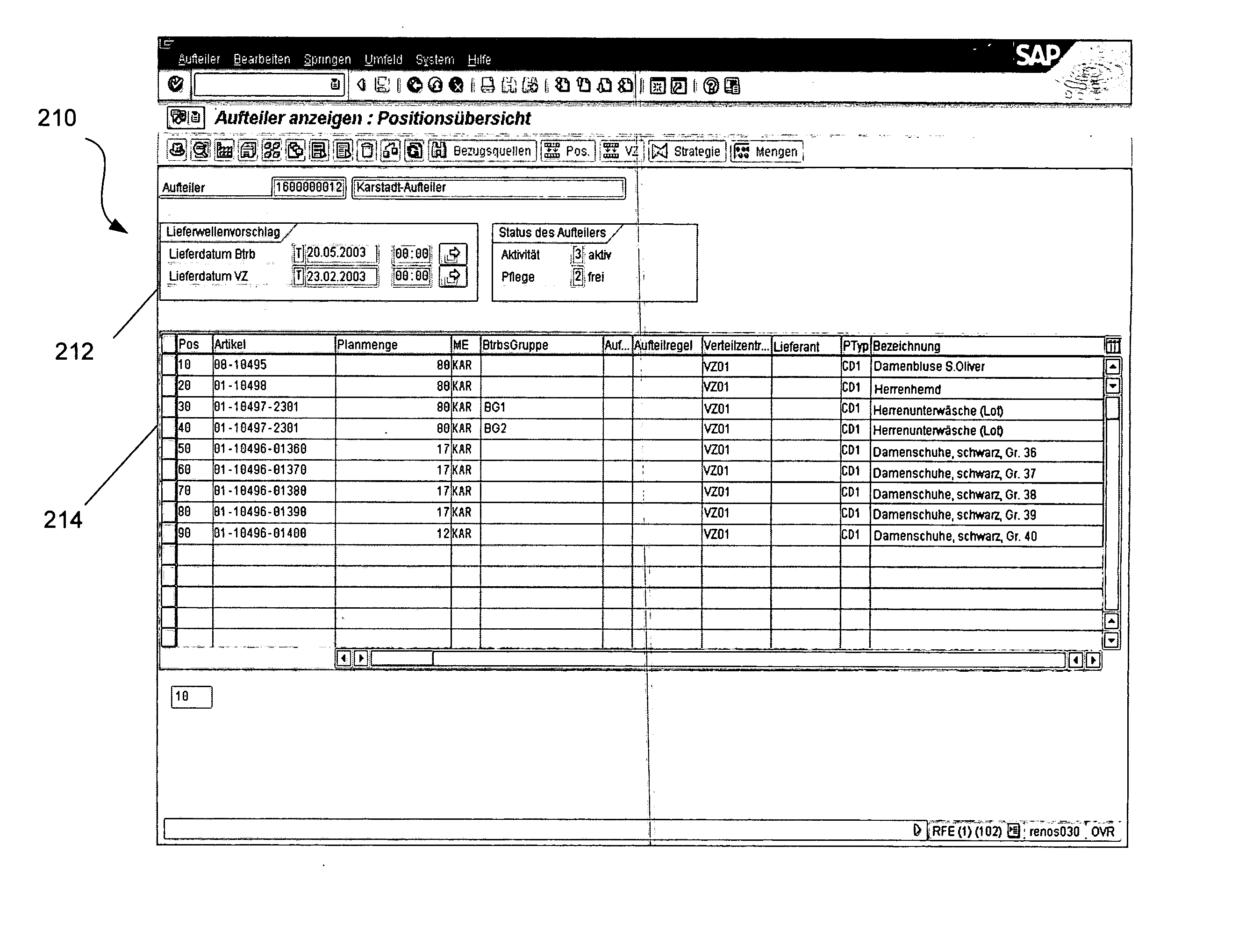 Distribution matrix in an allocation table