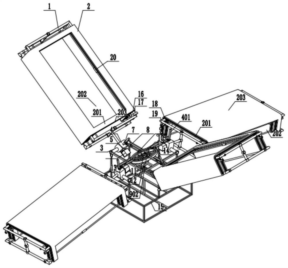 Synchronous swing type variable-dip-angle driving energy-adjustable four-continuous-wing aircraft