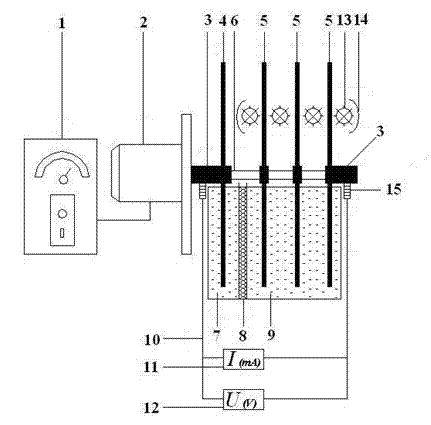 Device and method for treating organic wastewater with TiO2 photocatalysis rotary disc fuel cell