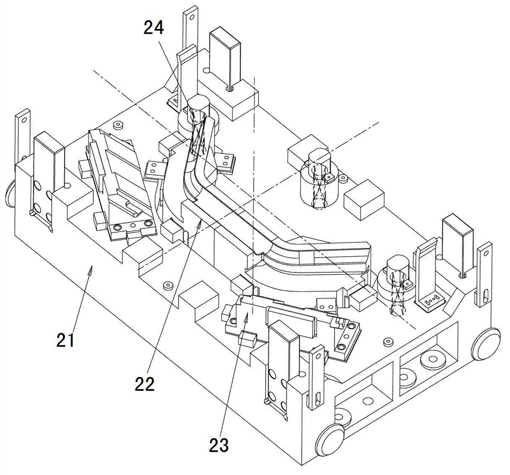 Process for stamping and forming sedan car rear auxiliary frame body