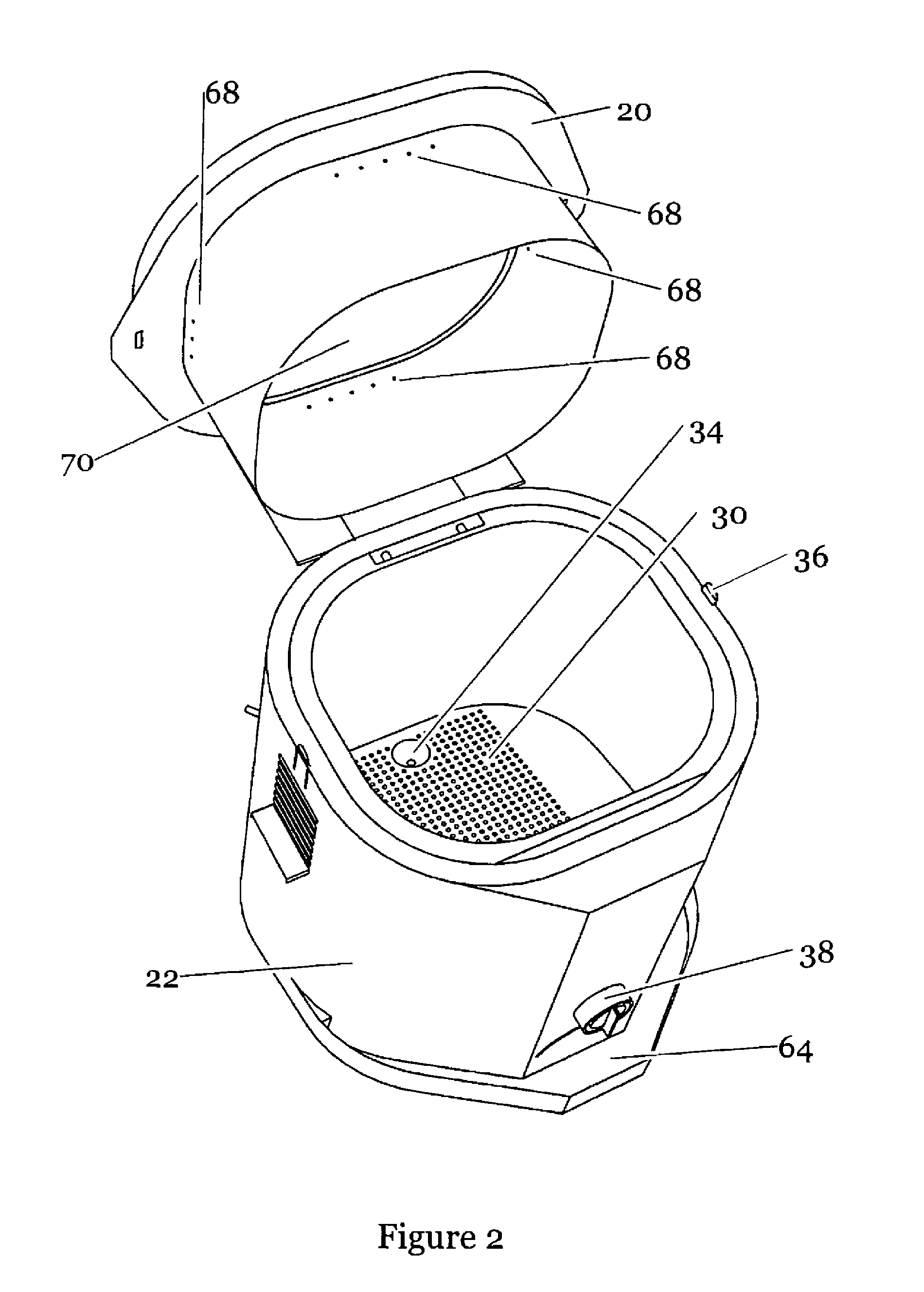 Device to efficiently cook foods using liquids and hot vapors