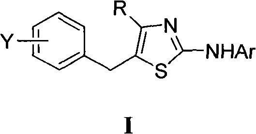 5-benzyl-4-alkyl-2-aminothiazole as well as preparation and application of 5-benzyl-4-alkyl-2-aminothiazole