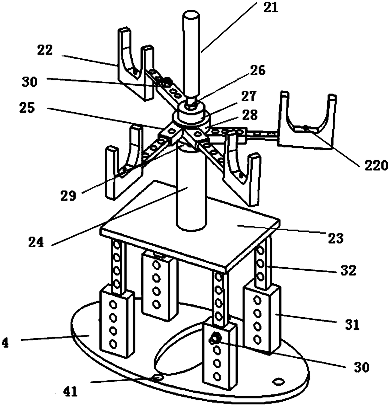 Detecting device for flatness and coaxiality of steering wheel