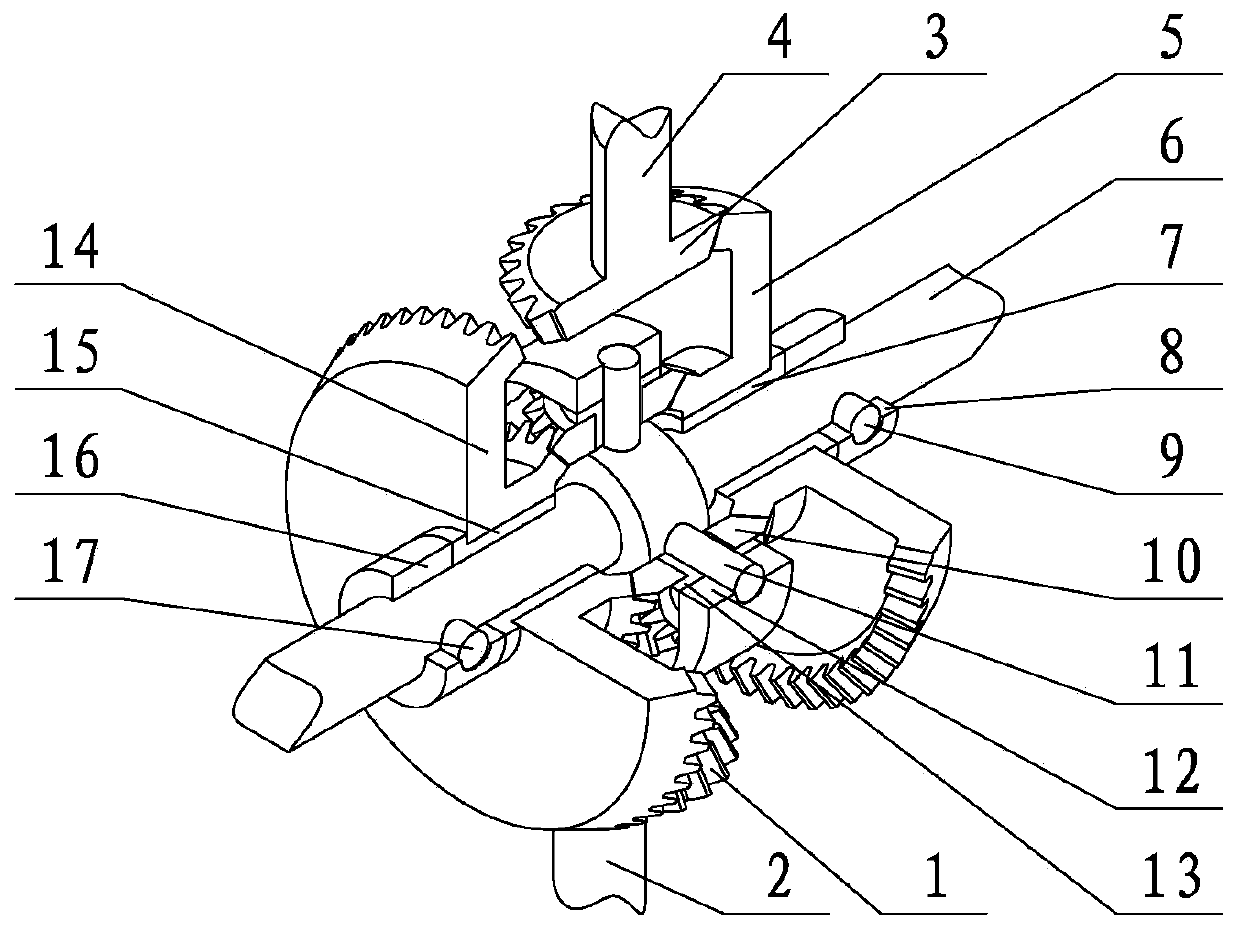 Double-bevel gear differential speed reducing mechanism