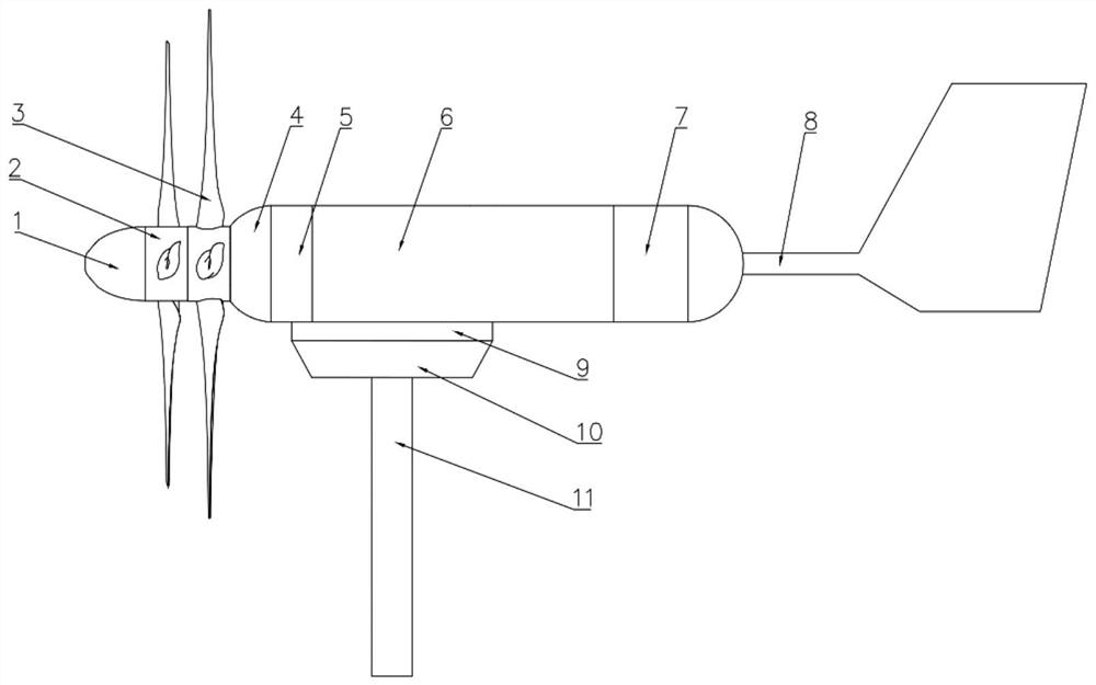 A counter-rotating propeller ocean current power generation device using a magnetic coupling