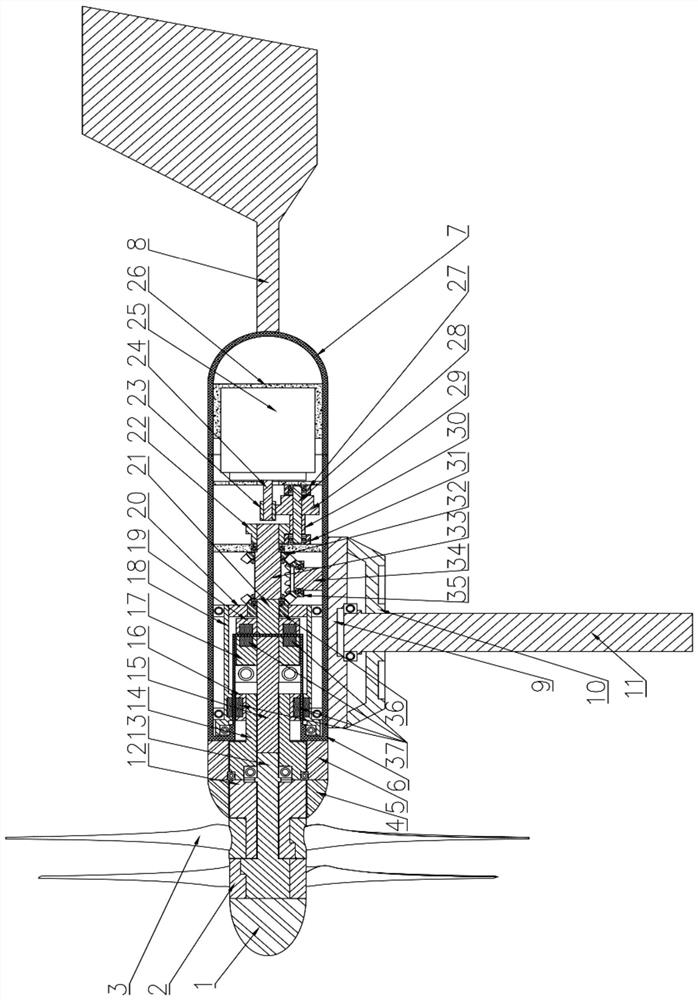 A counter-rotating propeller ocean current power generation device using a magnetic coupling