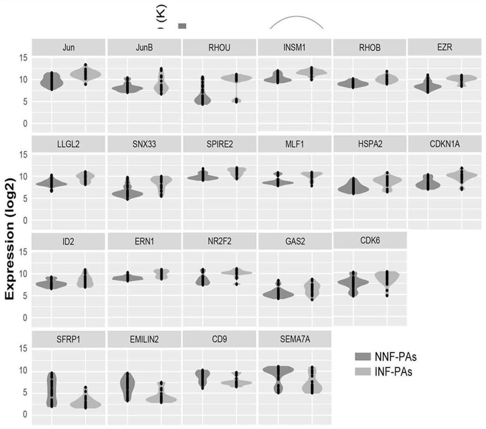 Gene combination for distinguishing non-invasive and invasive non-functional pituitary adenomas